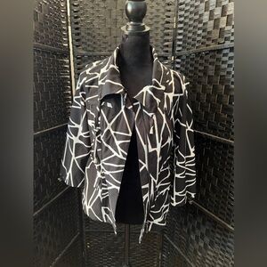 Chicos Lightweight black and white utility jacket